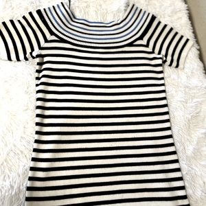 Striped black blue whit blouse